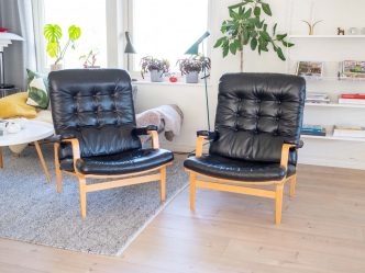 Bruno Mathsson Ingrid fint par i svart skinn