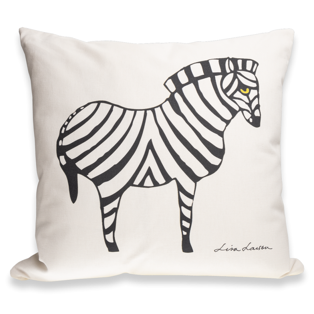 Kuddfodral Zebra svart på offwhite 50x50