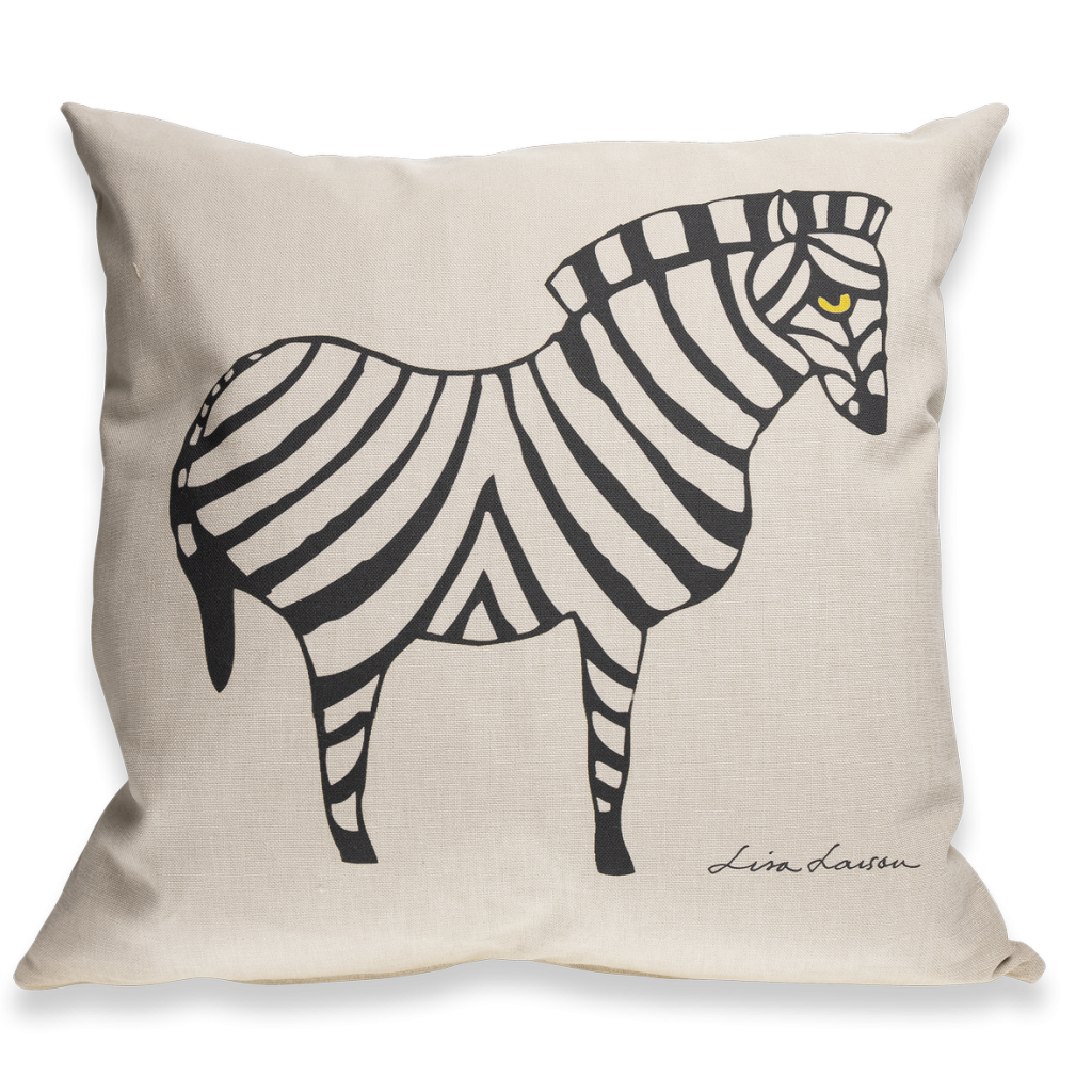 Kuddfodral Zebra svart på sand 50x50