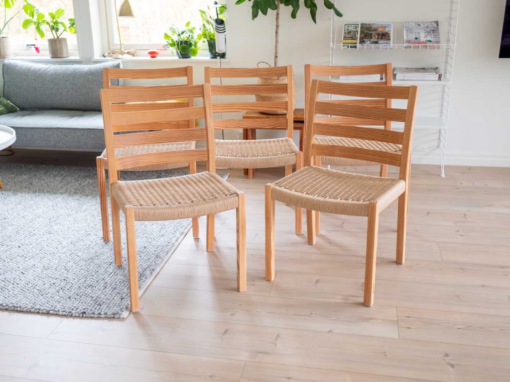 Snörade stolar design Jörgen Möller Danmark — Reprobruket